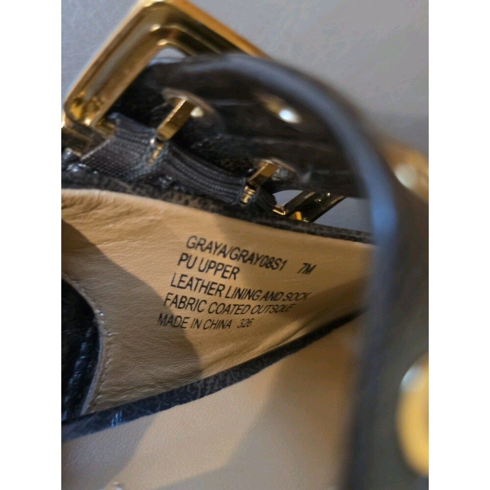 Steve Madden Graya Flats Women's Gold Buckle Brown Patent Slingback Sz 7 - Picture 6 of 7